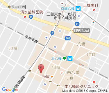 三井のリパーク 京葉銀行本八幡支店駐輪場の地図