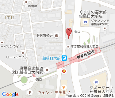 船橋日大前駅東口自転車等駐車場の地図