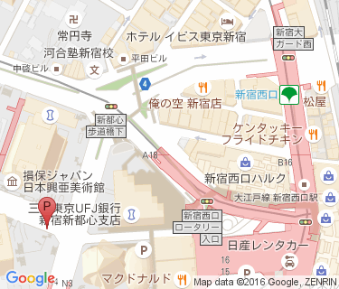 新宿駅 自転車等整理区画 K区画の地図