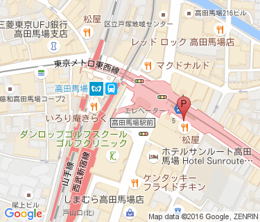 高田馬場駅 自転車等整理区画 B区画の地図