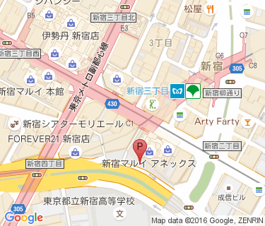 新宿三丁目駅自動二輪駐輪場の地図