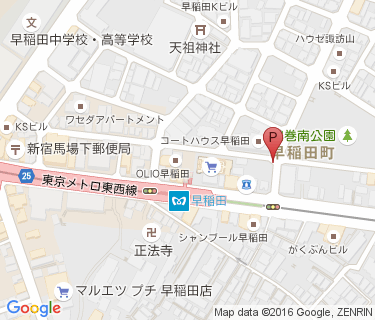 早稲田駅 自転車等整理区画 B区画の地図