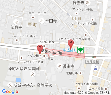 牛込柳町駅自転車等整理区画の地図