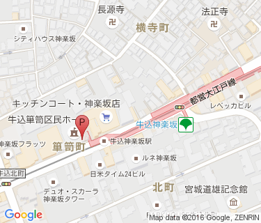 牛込神楽坂駅自転車等駐輪場の地図