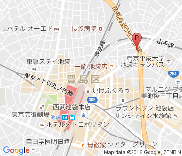 池袋六ツ又交差点登録制自転車置場の地図