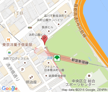 浜町公園地下駐輪場の地図