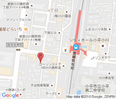 小川西口駅近駐輪場の地図