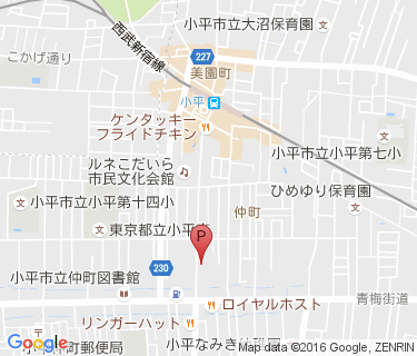 小平駅あかしあ通り無料自転車駐車場の地図