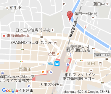 蒲田駅西口呑川横自転車駐車場の地図