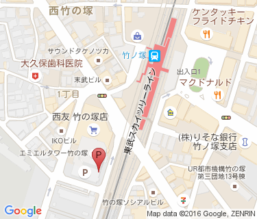 竹ノ塚駅西口公共駐車場(エミエルタワー内)の地図