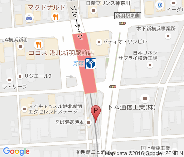 新羽駅南側駐輪場の地図