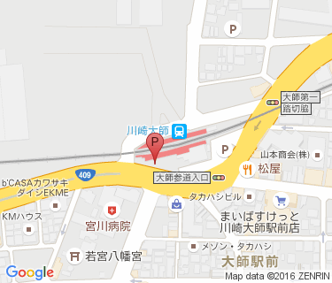 川崎大師駅自転車等駐車場第1施設の地図