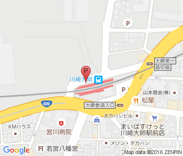 川崎大師駅自転車等駐車場第2施設の地図