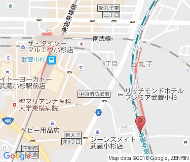 武蔵小杉駅周辺自転車等駐車場第4施設の地図