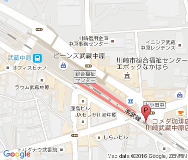 武蔵中原駅周辺自転車等駐車場第1施設の地図