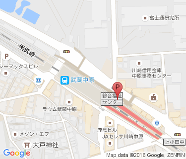 武蔵中原駅周辺自転車等駐車場第4施設の地図