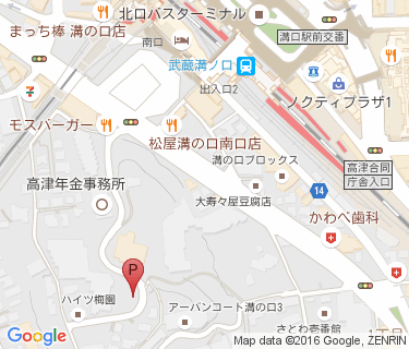 武蔵溝ノ口駅南口周辺自転車等駐車場第2施設の地図