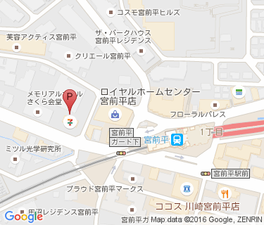 宮前平駅周辺自転車等駐車場第1施設の地図