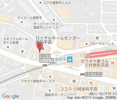 宮前平駅周辺自転車等駐車場第2施設の地図