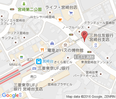 宮崎台駅周辺自転車等駐車場第1施設の地図