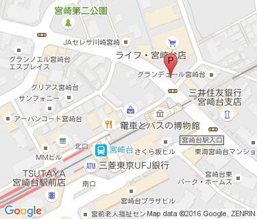 宮崎台駅周辺自転車等駐車場第5施設の地図