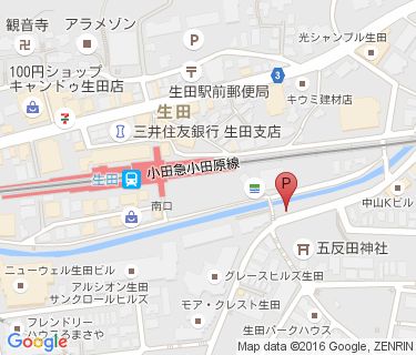 生田駅周辺自転車等駐車場第2施設の地図