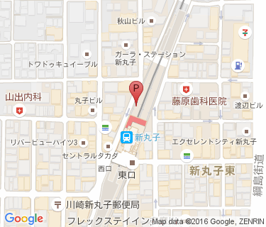 東急新丸子駅駐輪場の地図