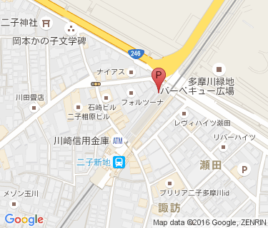 東急二子新地駅東口駐輪場の地図