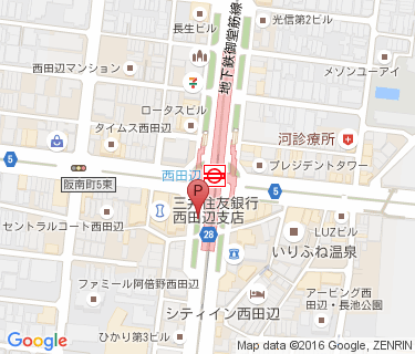 西田辺駅自転車駐車場の地図