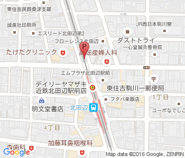 北田辺駅自転車駐車場の地図