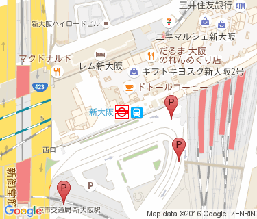 新大阪駅南口自転車駐車場の地図
