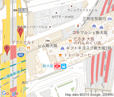 新大阪駅北口自転車駐車場の地図