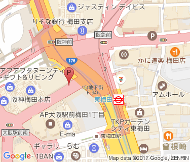 キタエリア原付(阪神百貨店)の地図