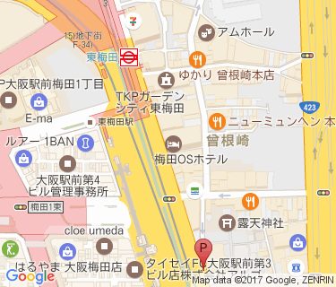 キタエリア(梅田パシフィックビル)の地図