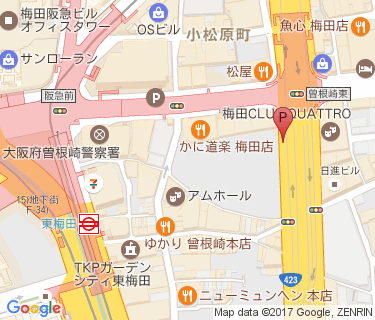 キタエリア(新御堂筋 曽根崎1)の地図