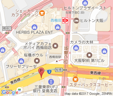 キタエリア(曽根崎新地2-2)の地図