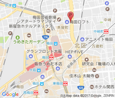 キタエリア(梅田ロフト裏)の地図