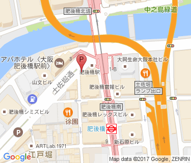 肥後橋駅自転車駐車場(江戸堀1-13)の地図