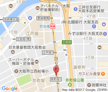 肥後橋駅自転車駐車場(京町ビル)の地図