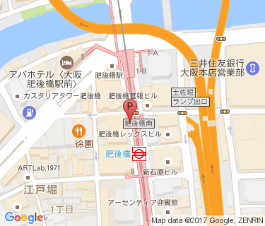 肥後橋駅自転車駐車場(ろうきん肥後橋ビル)の地図