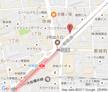 中崎町駅自転車駐車場(中崎2-2)の地図