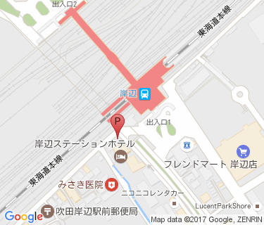 サイクルカーボーイ岸辺駅前の地図