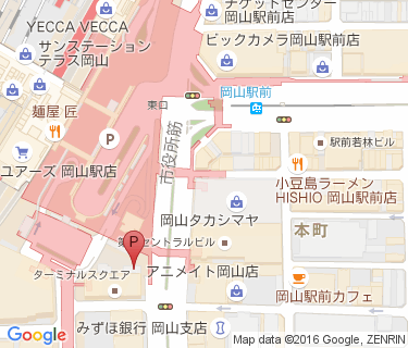 岡山駅東口地下自転車等駐車場の地図