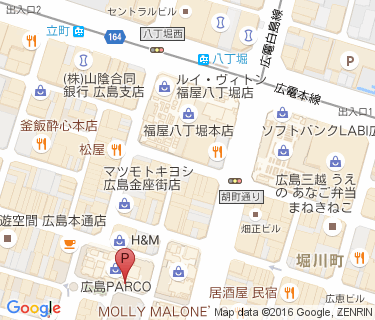 広島パルコ本館・新館B2F駐輪場の地図