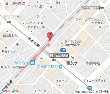 熊本市新水前寺駅東高架下自転車駐車場の地図